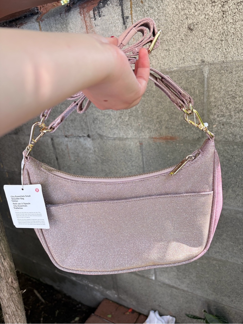Lululemon The City Essentials Sparkle Crescent Shoulder Bag in Rose NWTS - Picture 8 of 9